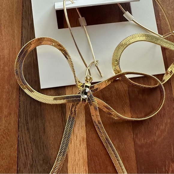 Betsey Johnson Textured Bow Drop Earrings - Picture 4 of 5